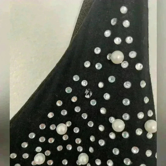 Women’s Light Sheer Top Layer Dress adorned in Rhinestones and Pearls Size Small - Picture 5 of 6